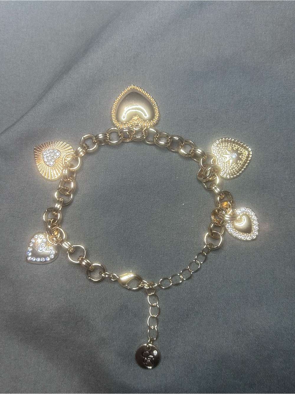Gold Heart Charm Bracelet